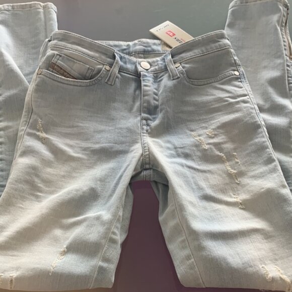 BNWT DIESEL SKINZEE ZIP SKINNY JEANS LIGHT WASH SZ 25 - Picture 4 of 10